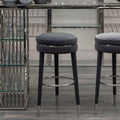Orsina Manhattan Grey Velvet Bar Stool with Rubberwood Legs