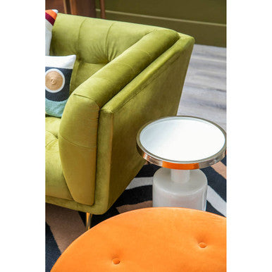 Orsina Manhattan Orange Velvet Footstool | Gold Trim Square Ottoman