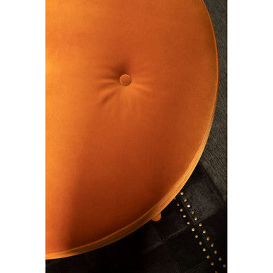 Orsina Manhattan Orange Velvet Footstool | Gold Trim Square Ottoman