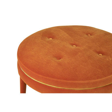 Orsina Manhattan Orange Velvet Footstool | Gold Trim Square Ottoman