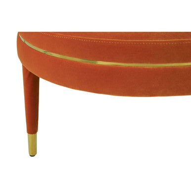 Orsina Manhattan Orange Velvet Footstool | Gold Trim Square Ottoman
