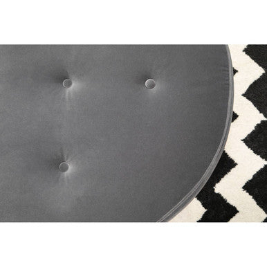 Orsina Manhattan Grey Velvet Footstool | Square Ottoman with Steel Trim