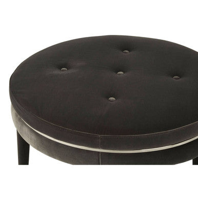 Orsina Manhattan Grey Velvet Footstool | Square Ottoman with Steel Trim
