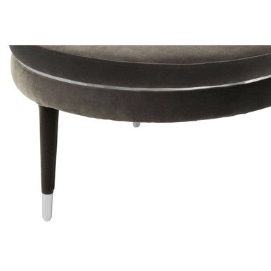 Orsina Manhattan Grey Velvet Footstool | Square Ottoman with Steel Trim