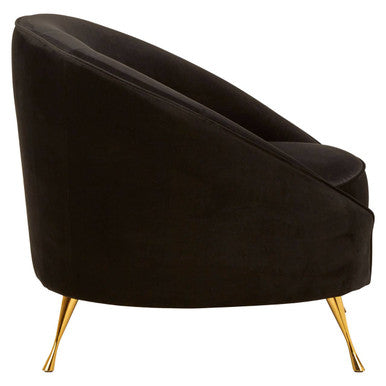 Orsina Manhattan Black Velvet Cocoon Chair | Gold Stainless Steel Legs
