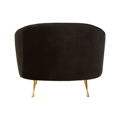 Orsina Manhattan Black Velvet Cocoon Chair | Gold Stainless Steel Legs