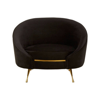 Orsina Manhattan Black Velvet Cocoon Chair | Gold Stainless Steel Legs