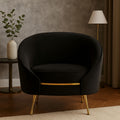 Orsina Manhattan Black Velvet Cocoon Chair | Gold Stainless Steel Legs