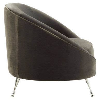 Orsina Manhattan Grey Velvet Cocoon Accent Chair | Silver Steel Legs