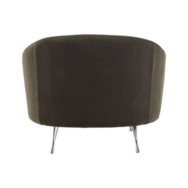Orsina Manhattan Grey Velvet Cocoon Accent Chair | Silver Steel Legs