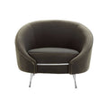 Orsina Manhattan Grey Velvet Cocoon Accent Chair | Silver Steel Legs