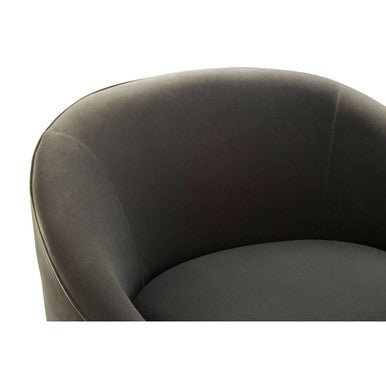 Orsina Manhattan Grey Velvet Cocoon Accent Chair | Silver Steel Legs