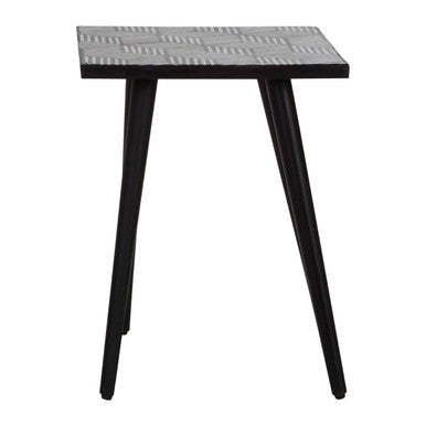 Orsina Boho Bone Inlay Side Table – Black and White Geometric Accent