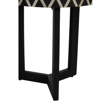 Orsina Bone Inlay Side Table – Round Acacia Wood Boho Accent Table
