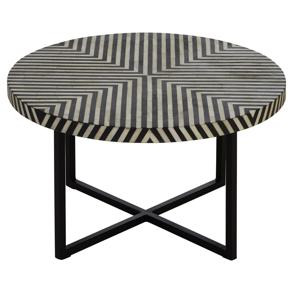 Orsina Bone Inlay Coffee Table – Black & White Boho Square Table
