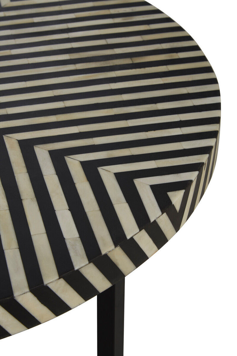 Orsina Bone Inlay Coffee Table – Black & White Boho Square Table