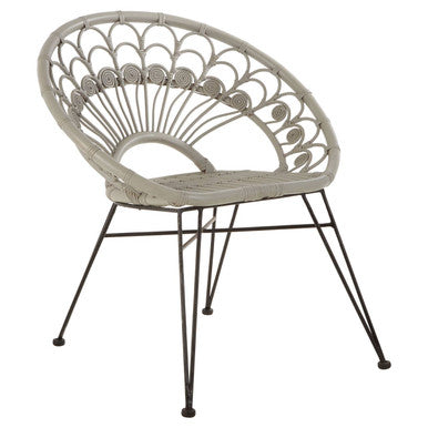 Orsina Manado Grey Natural Rattan Accent Chair | Modern Woven Seating