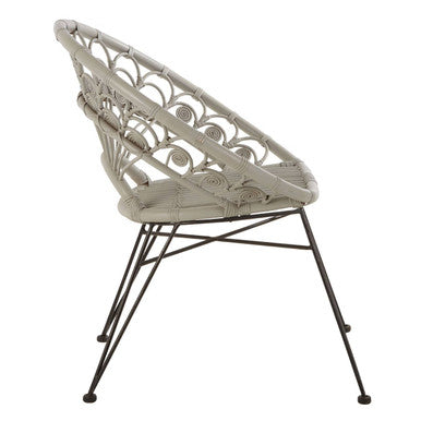 Orsina Manado Grey Natural Rattan Accent Chair | Modern Woven Seating