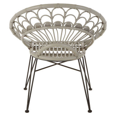 Orsina Manado Grey Natural Rattan Accent Chair | Modern Woven Seating