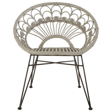 Orsina Manado Grey Natural Rattan Accent Chair | Modern Woven Seating