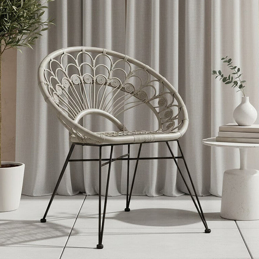 Orsina Manado Grey Natural Rattan Accent Chair | Modern Woven Seating