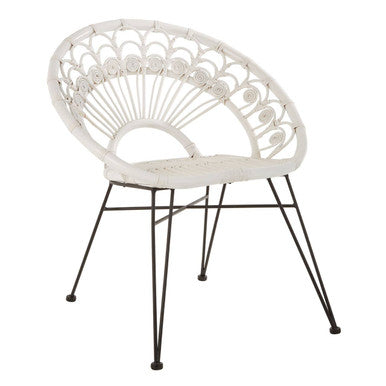 Orsina Manado White Natural Rattan Accent Chair – Handwoven Scandi Style