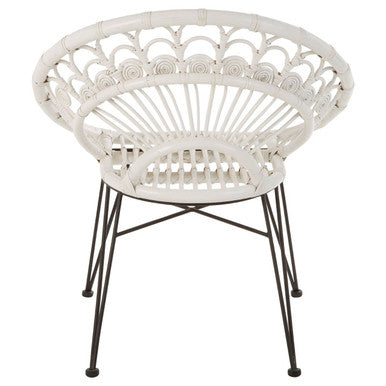 Orsina Manado White Natural Rattan Accent Chair – Handwoven Scandi Style