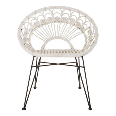 Orsina Manado White Natural Rattan Accent Chair – Handwoven Scandi Style