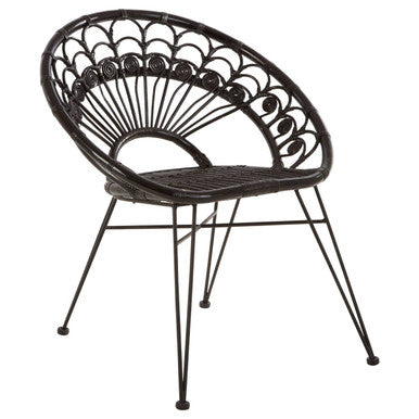 Orsina Manado Black Natural Rattan Accent Chair – Handwoven Modern Seat