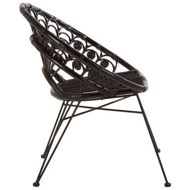 Orsina Manado Black Natural Rattan Accent Chair – Handwoven Modern Seat