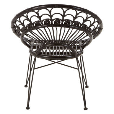 Orsina Manado Black Natural Rattan Accent Chair – Handwoven Modern Seat