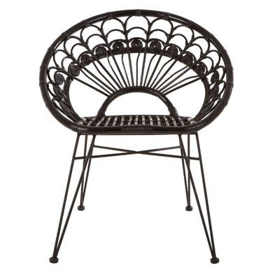 Orsina Manado Black Natural Rattan Accent Chair – Handwoven Modern Seat