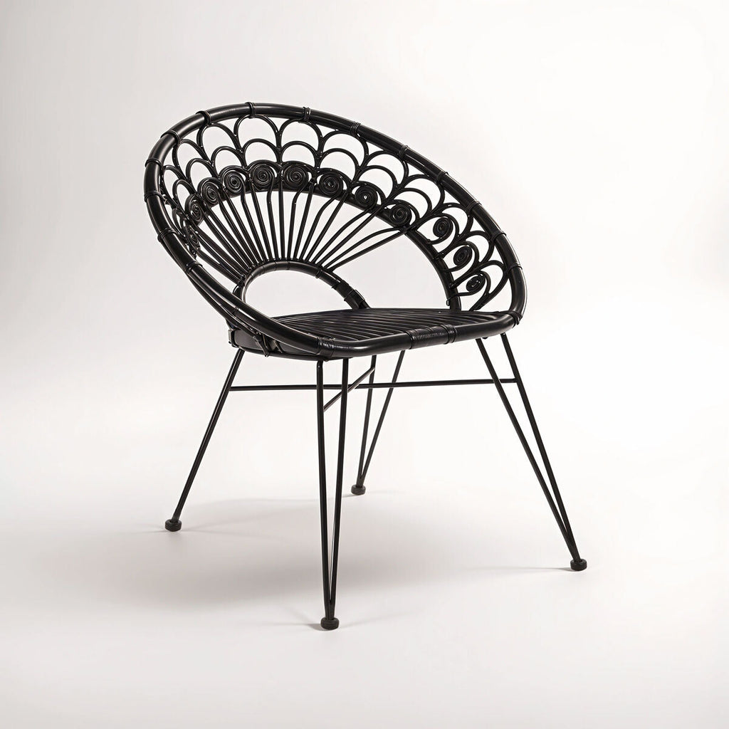 Orsina Manado Black Natural Rattan Accent Chair – Handwoven Modern Seat
