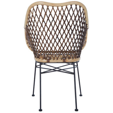 Orsina Manado Natural Rattan Accent Chair | Handwoven Black Metal Base