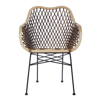 Orsina Manado Natural Rattan Accent Chair | Handwoven Black Metal Base