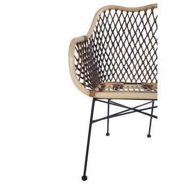 Orsina Manado Natural Rattan Accent Chair | Handwoven Black Metal Base
