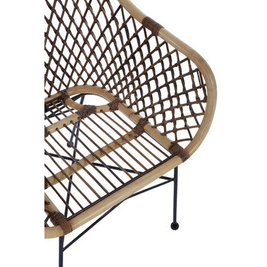 Orsina Manado Natural Rattan Accent Chair | Handwoven Black Metal Base