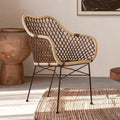 Orsina Manado Natural Rattan Accent Chair | Handwoven Black Metal Base