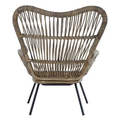 Orsina Manado Kubu Natural Rattan Chair | Modern Iron Base Accent Seat
