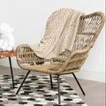 Orsina Manado Kubu Natural Rattan Chair | Modern Iron Base Accent Seat