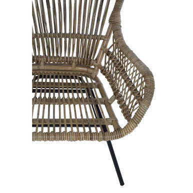 Orsina Manado Kubu Natural Rattan Chair | Modern Iron Base Accent Seat