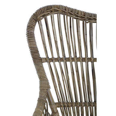 Orsina Manado Kubu Natural Rattan Chair | Modern Iron Base Accent Seat
