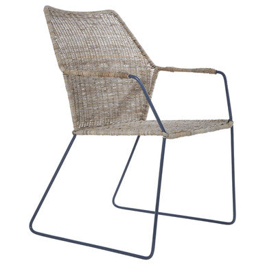 Orsina Manado Natural Rattan Accent Chair – Angled Design with Iron Legs