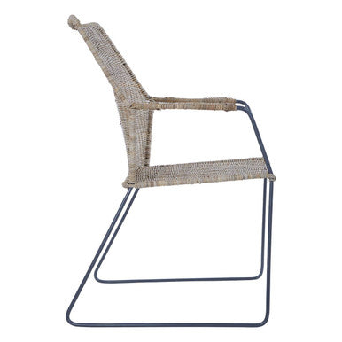 Orsina Manado Natural Rattan Accent Chair – Angled Design with Iron Legs