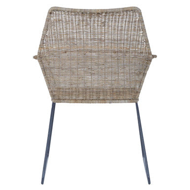 Orsina Manado Natural Rattan Accent Chair – Angled Design with Iron Legs