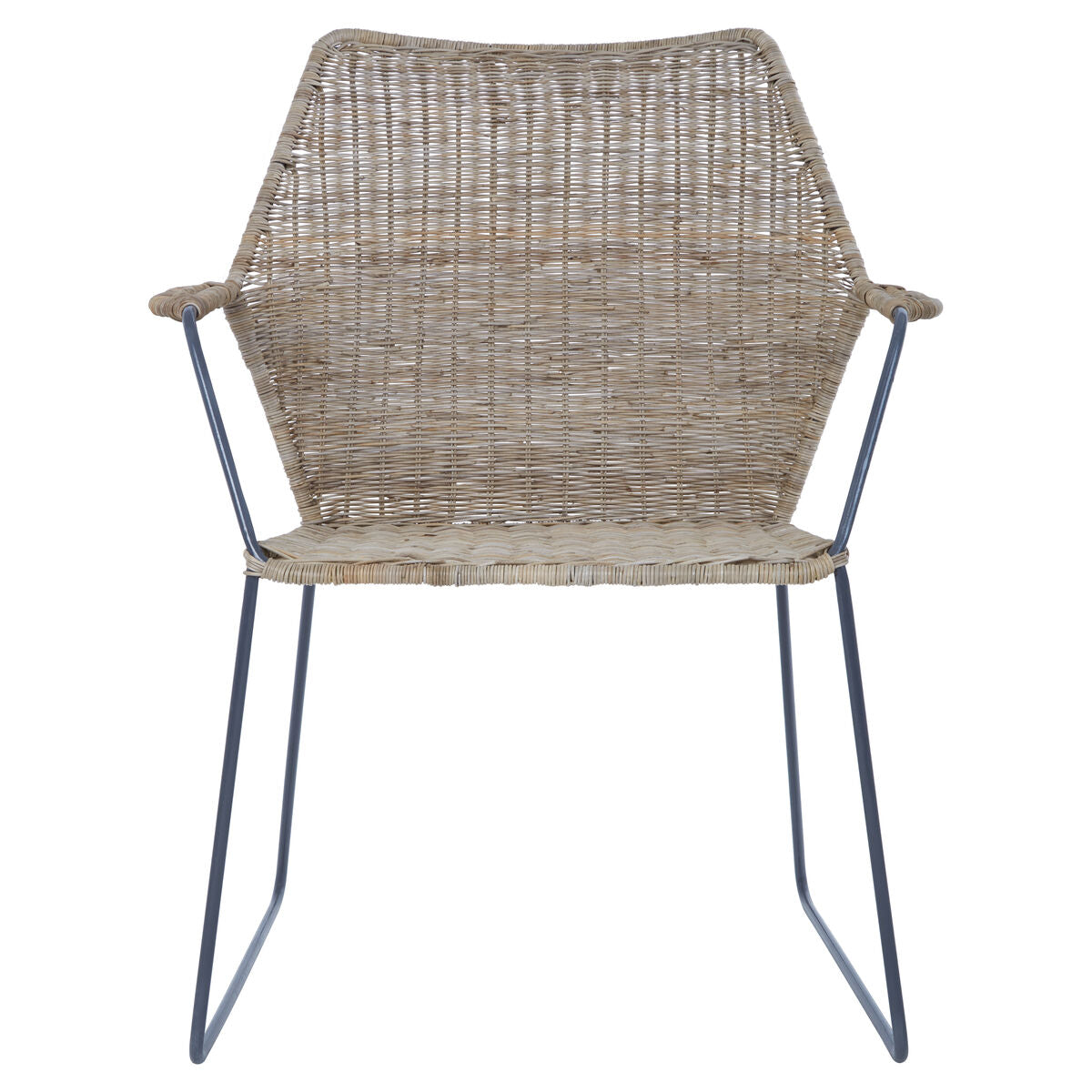Orsina Manado Natural Rattan Accent Chair – Angled Design with Iron Legs