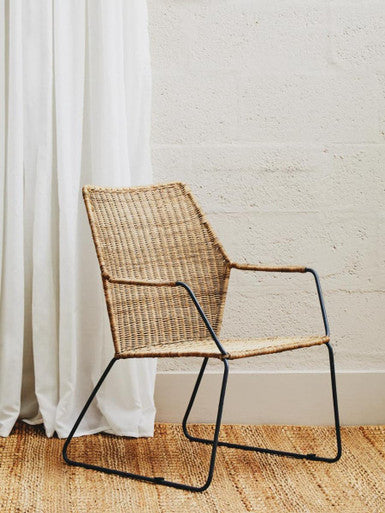 Orsina Manado Natural Rattan Accent Chair – Angled Design with Iron Legs