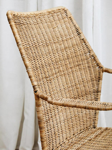 Orsina Manado Natural Rattan Accent Chair – Angled Design with Iron Legs