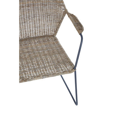 Orsina Manado Natural Rattan Accent Chair – Angled Design with Iron Legs