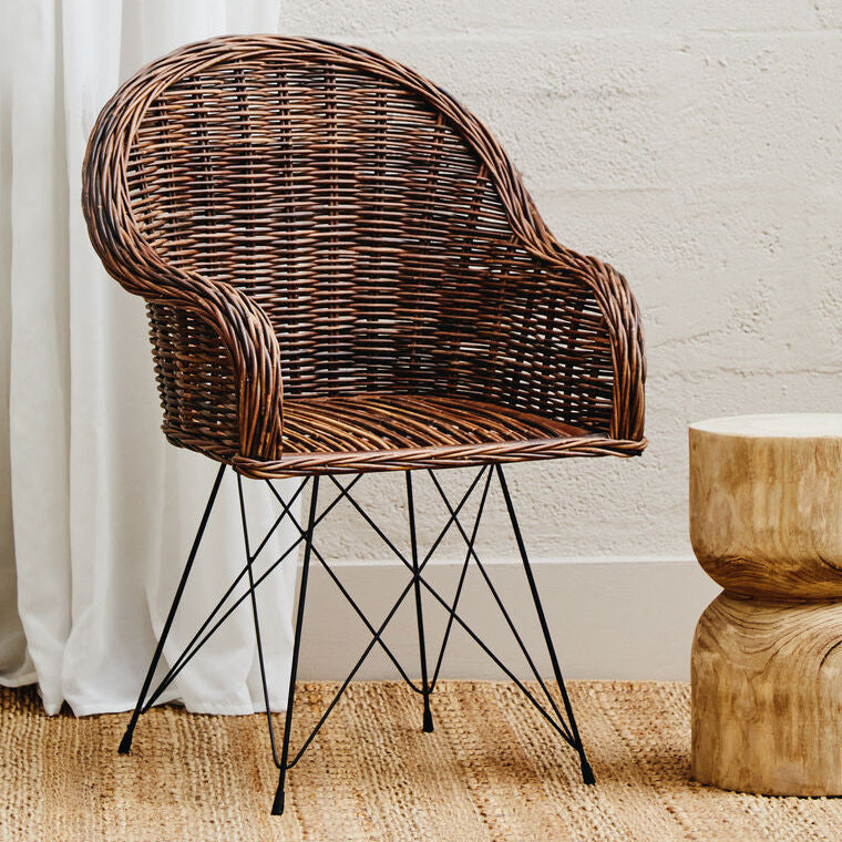 Orsina Manado Natural Croco Rattan Accent Chair – Modern Woven Seat